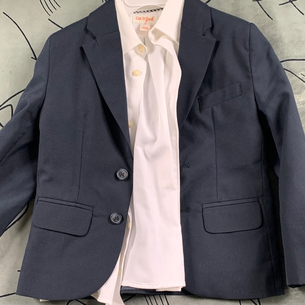 Cat & Jack Navy Blazer with White Shirt Accent
